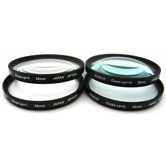 Zeikos 58MM Macro Close-Up Filter Set (1 2 4 10) with High-Quality Pouch and Microfiber Cloth for Canon Digital SLR Camera with (18-55mm, 75-300mm, 50mm 1.4, 55-200) Canon Lenses