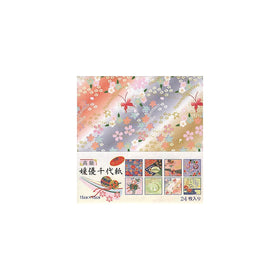 Aitoh 2005 8-Patterns Himeyu Chiyogami Origami Paper, 5.875-Inch by 5.875-Inch, 24-Pack