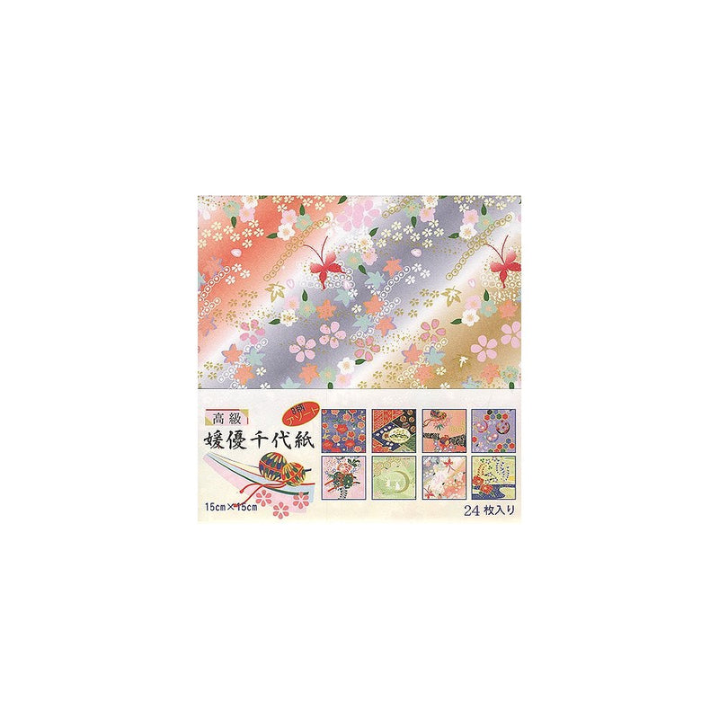 Aitoh 2005 8-Patterns Himeyu Chiyogami Origami Paper, 5.875-Inch by 5.875-Inch, 24-Pack
