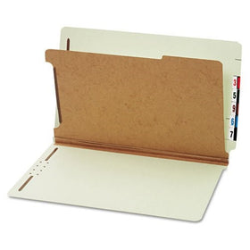 Globe-Weis End Tab Classification Folders, Legal Size, 1 Divider, Four 2-Inch Embedded Fasteners, Green, 10 Folders per Pack (23314GW)