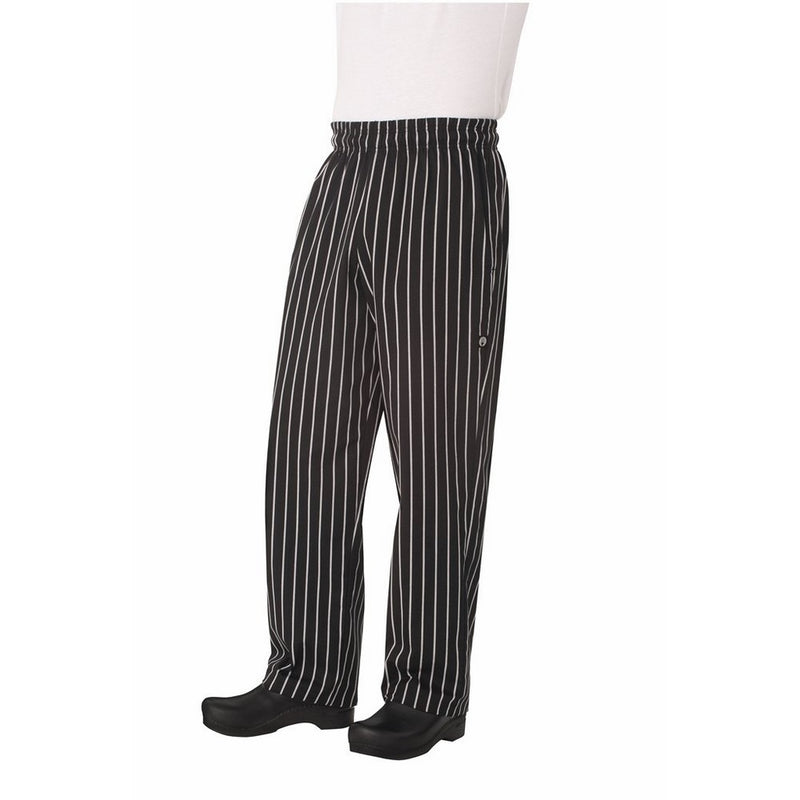 Chef Works Men's Designer Baggy Chef Pant, Black And White, Large