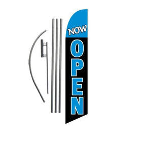 Now Open 15ft Feather Banner Swooper Flag Kit - INCLUDES 15FT POLE KIT w/ GROUND SPIKE