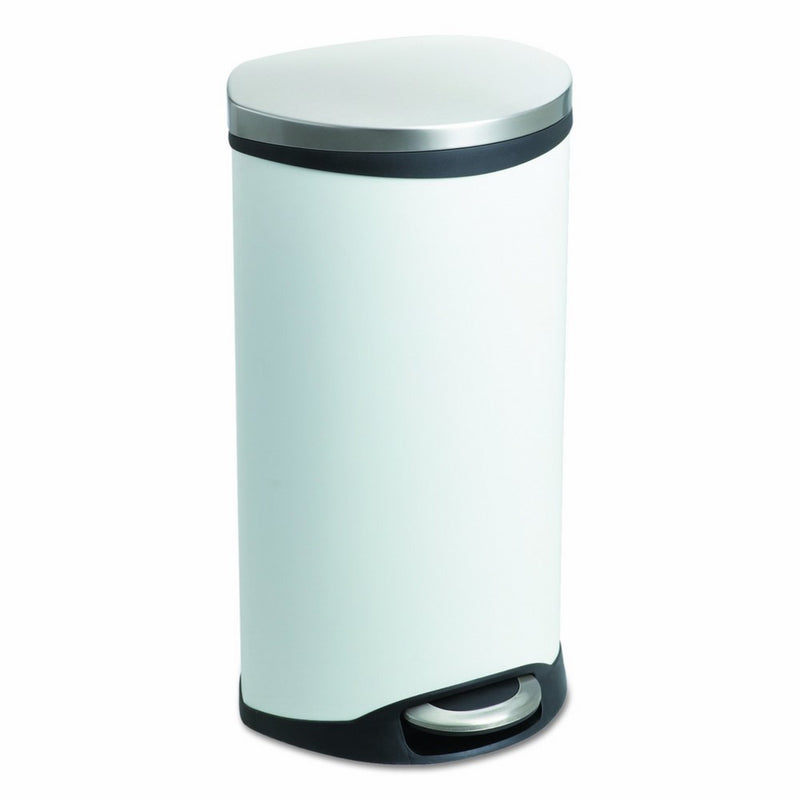 Safco Products 9902WH Ellipse Step-On Trash Can, 7 1/2-Gallon, White