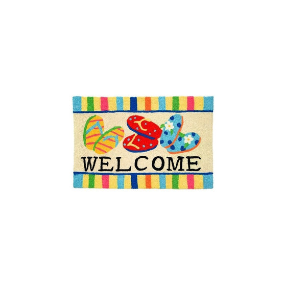 Bright Colors Flip Flop Welcome Jellybean Accent Area Rug