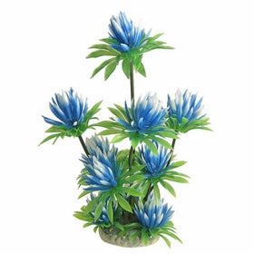 uxcell Aquarium Fish Tank Plastic Water Lily Plant Decor Sky Blue Green 10"