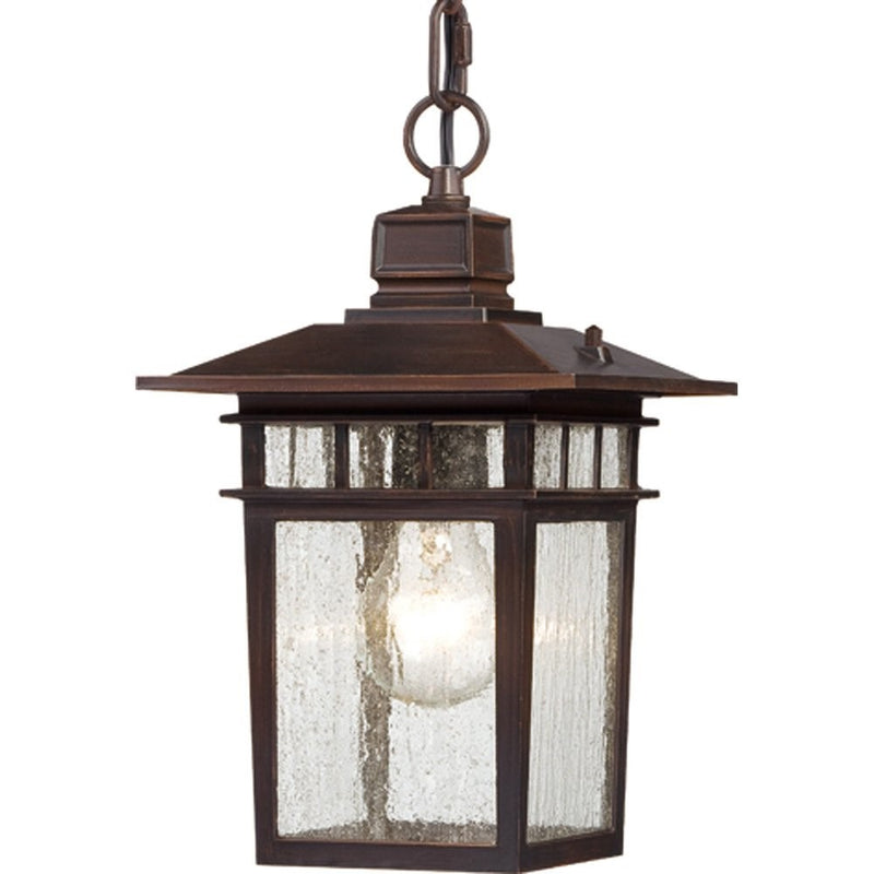 Nuvo Lighting 60/4955 Cove Neck One Light Hanging Lantern 100 Watt A19 Max. Clear Seeded Glass Rustic Bronze Outdoor Fixture