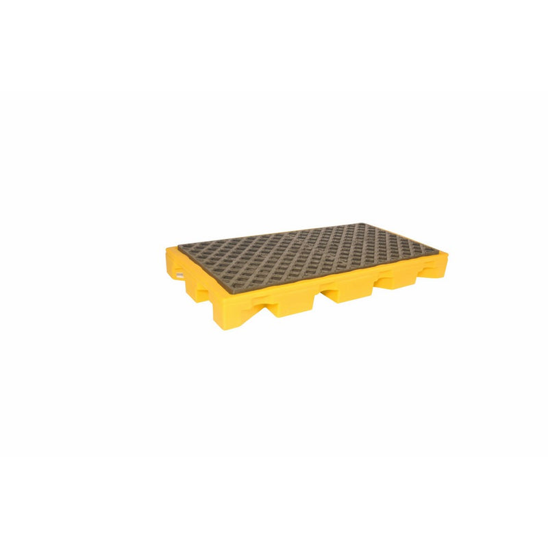 UltraTech 1086 Polyethylene P2 2-Drum Ultra-Spill Deck, 3000 lbs Capacity, 5 Year Warranty, Yellow