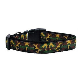 Mirage Pet Products Green Camo Nylon Ribbon Dog Collar, Medium