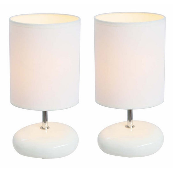 Simple Designs LT2005-WHT-2PK Stonies Small Stone Look Lamp 2 Pack Set, White