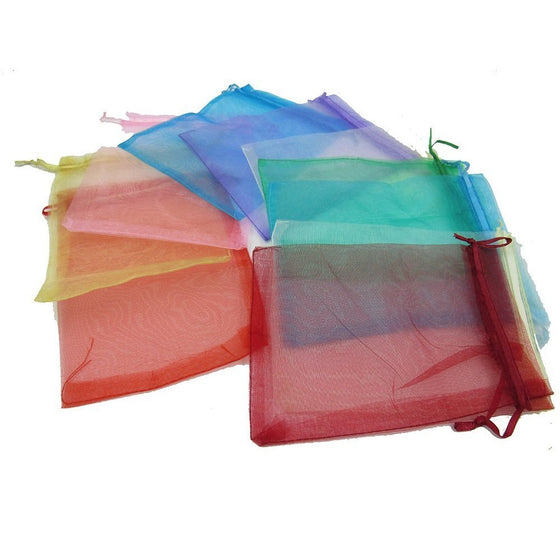ZXUY Wedding Party Favor Satin Drawstring Organza Bags Pouch (100Pcs,Random Color)