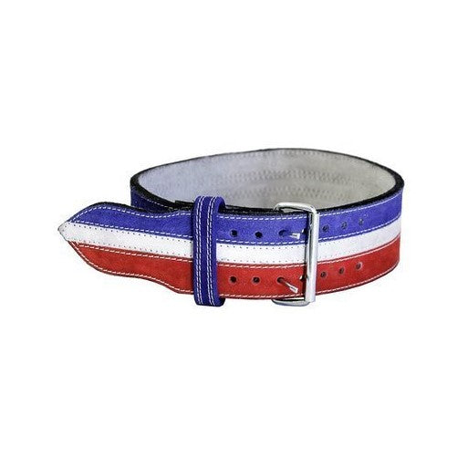 Ader Leather Power Weight Lifting Belt- 4" Red/ White/ Blue (XX Large)