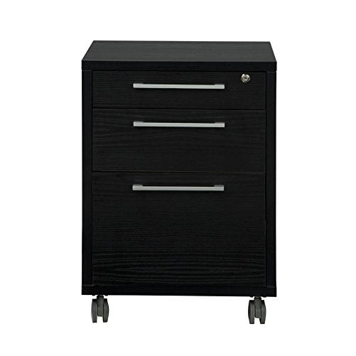 Tvilum 8041861 Pierce 3 Drawer Mobile File Cabinet, Black Wood Grain