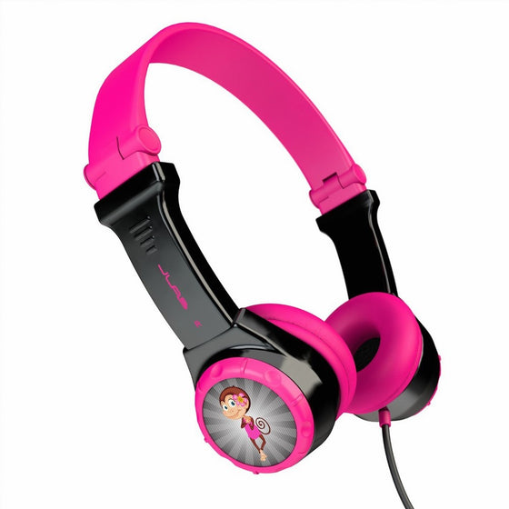 JLab Audio JBuddies Kids- folding, Volume Limiting Headphones, GUARANTEED FOR LIFE - Black/Pink