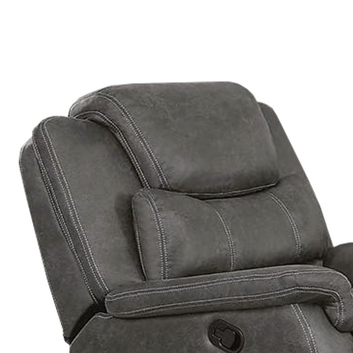 Leatherette Glider Recliner Chair with Pillowtop Backrest, Gray
