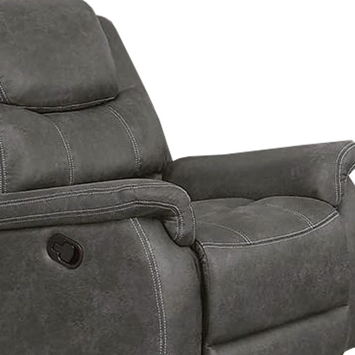 Leatherette Glider Recliner Chair with Pillowtop Backrest, Gray