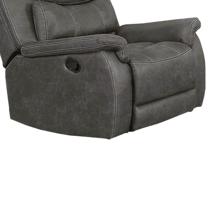 Leatherette Glider Recliner Chair with Pillowtop Backrest, Gray