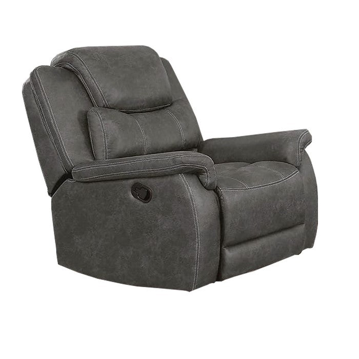 Leatherette Glider Recliner Chair with Pillowtop Backrest, Gray