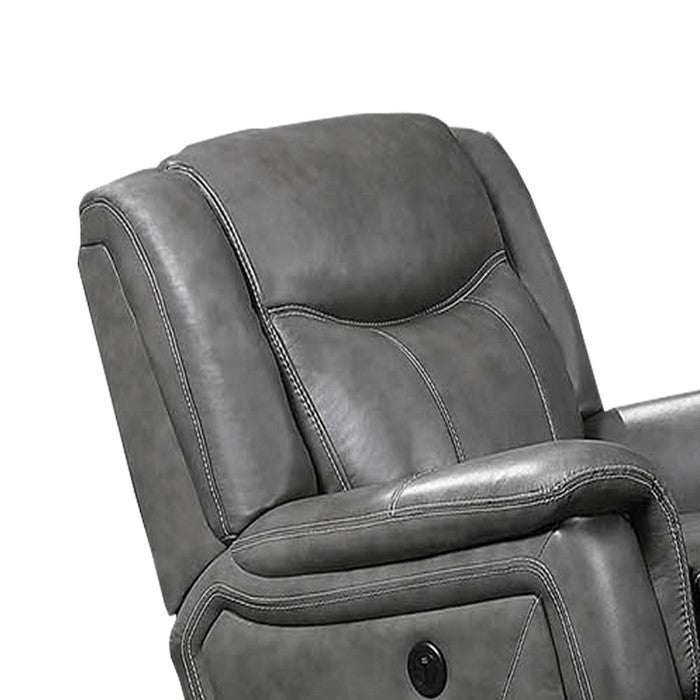 Leatherette Glider Recliner Chair with Stitched Details, Gray