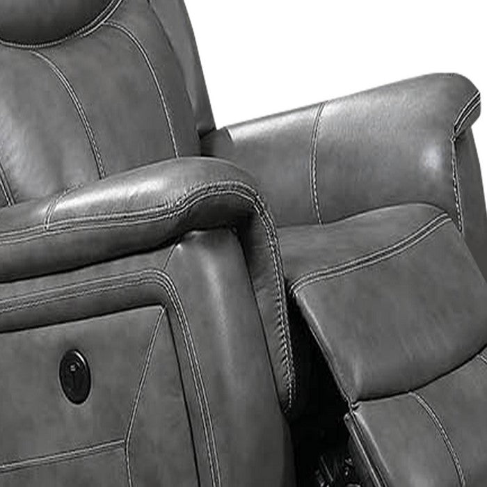 Leatherette Glider Recliner Chair with Stitched Details, Gray