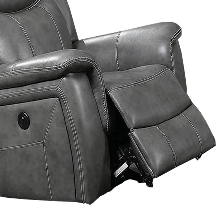 Leatherette Glider Recliner Chair with Stitched Details, Gray