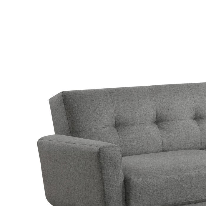 Fabric Upholstered Tufted Sofa Bed with Angled Legs, Brown and Gray