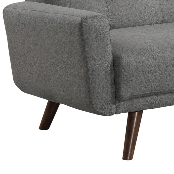 Fabric Upholstered Tufted Sofa Bed with Angled Legs, Brown and Gray