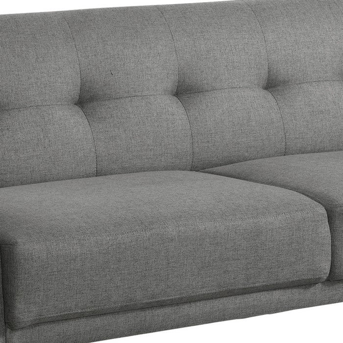 Fabric Upholstered Tufted Sofa Bed with Angled Legs, Brown and Gray