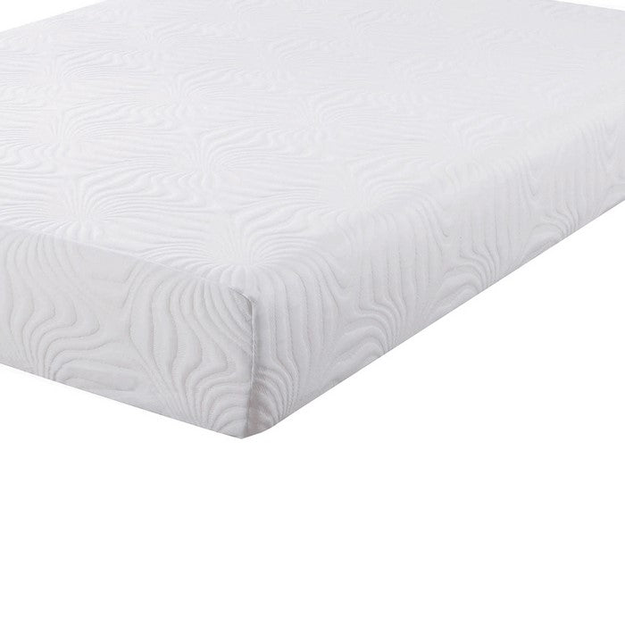Full Size Mattress with Patterned Fabric Upholstery, White