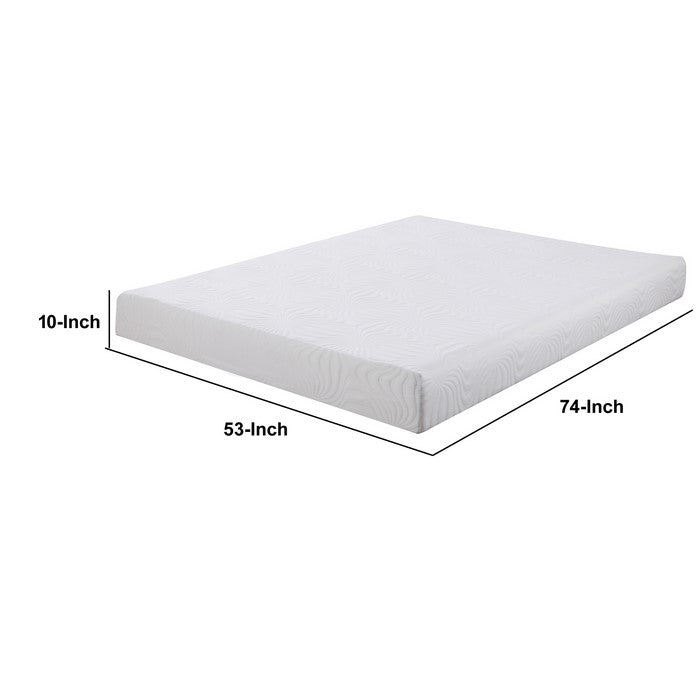Full Size Mattress with Patterned Fabric Upholstery, White