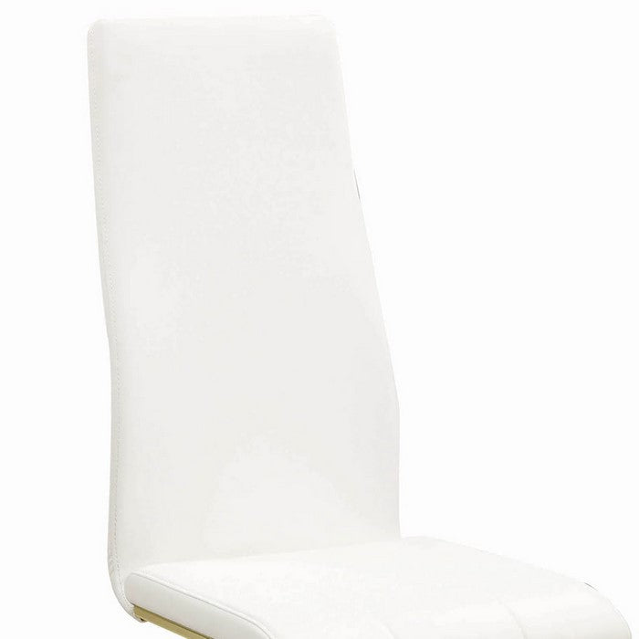 Leatherette Breuer Style Dining Chair, Set of 4, White and Gold