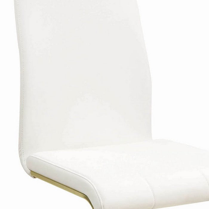 Leatherette Breuer Style Dining Chair, Set of 4, White and Gold