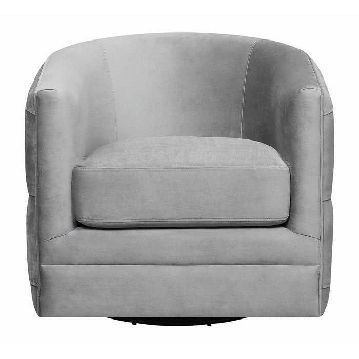 Velvet Upholstered Swivel Accent Chair with Tufted Details, Gray