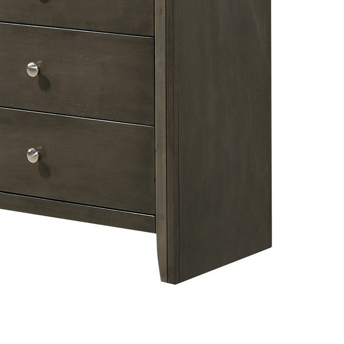 Transitional Style 9 Drawer Dresser with Round Knobs, Gray