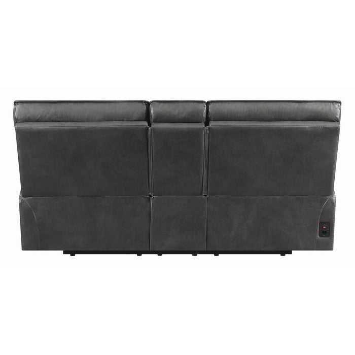 Leatherette Power Loveseat with USB Dock and Power Cord, Charcoal Gray