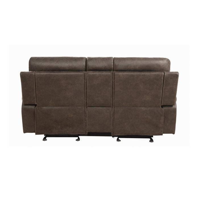 Leatherette Recliner Loveseat with Power Cord and USB Docks, Brown