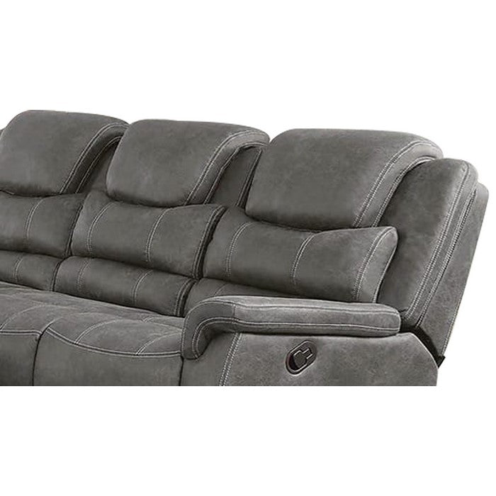 Leatherette Recliner Sofa with Power Cord and USB Docks, Gray