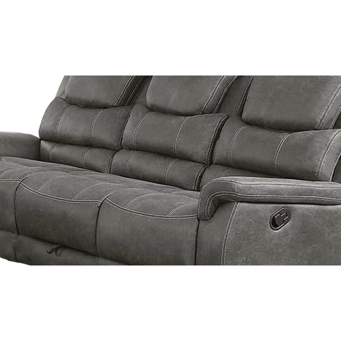 Leatherette Recliner Sofa with Power Cord and USB Docks, Gray