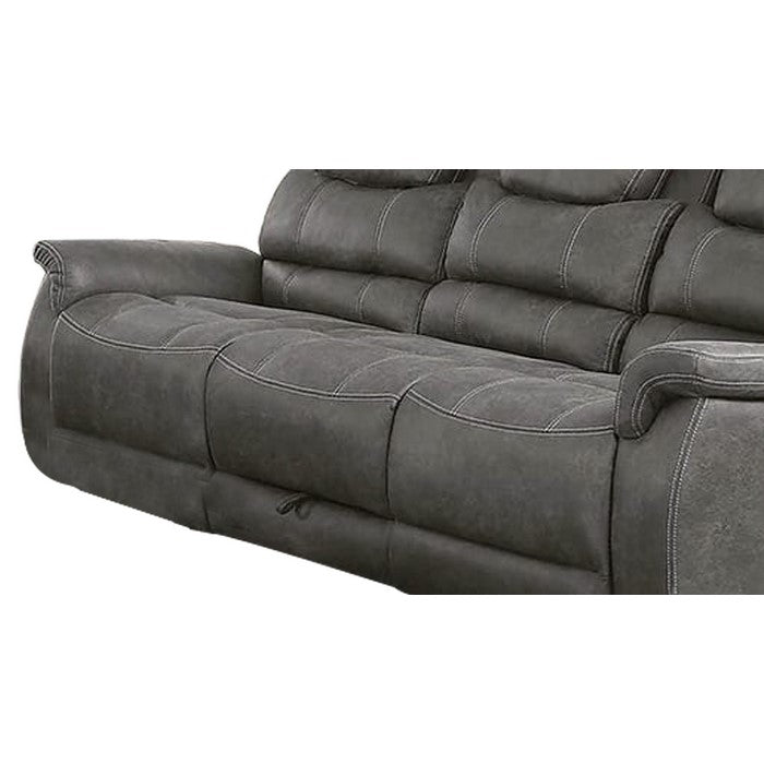 Leatherette Recliner Sofa with Power Cord and USB Docks, Gray
