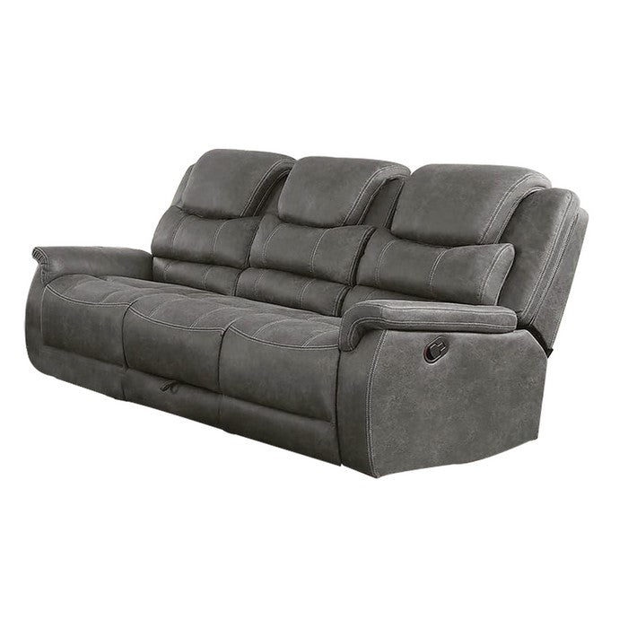 Leatherette Recliner Sofa with Power Cord and USB Docks, Gray