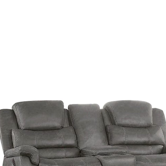 Leatherette Recliner Loveseat with Power Cord and USB Docks, Gray