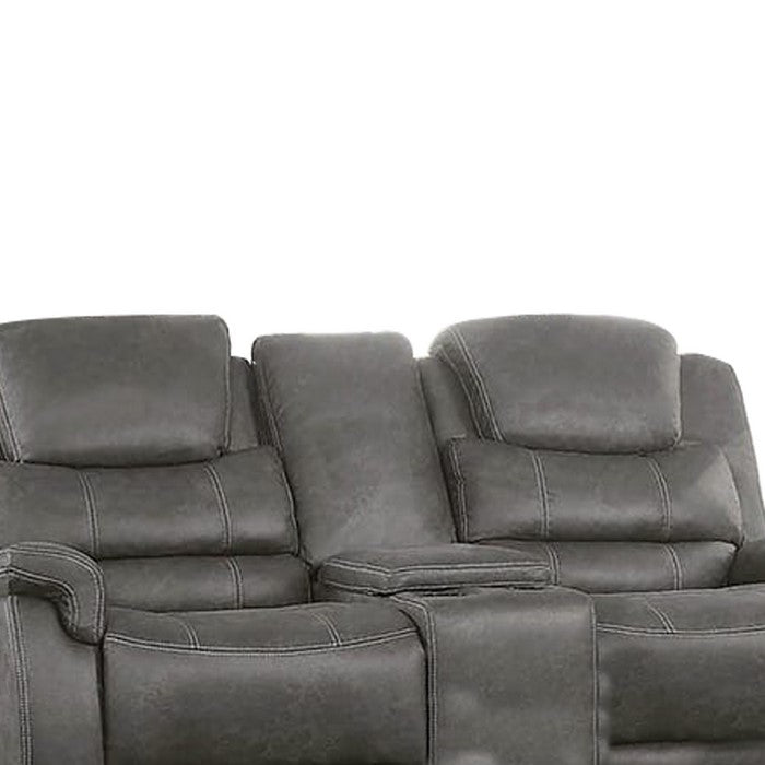 Leatherette Recliner Loveseat with Power Cord and USB Docks, Gray
