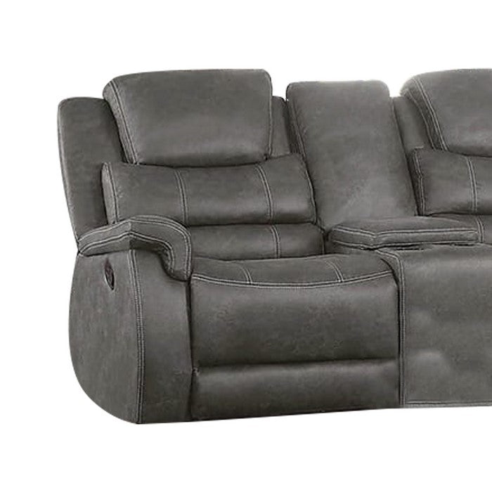 Leatherette Recliner Loveseat with Power Cord and USB Docks, Gray