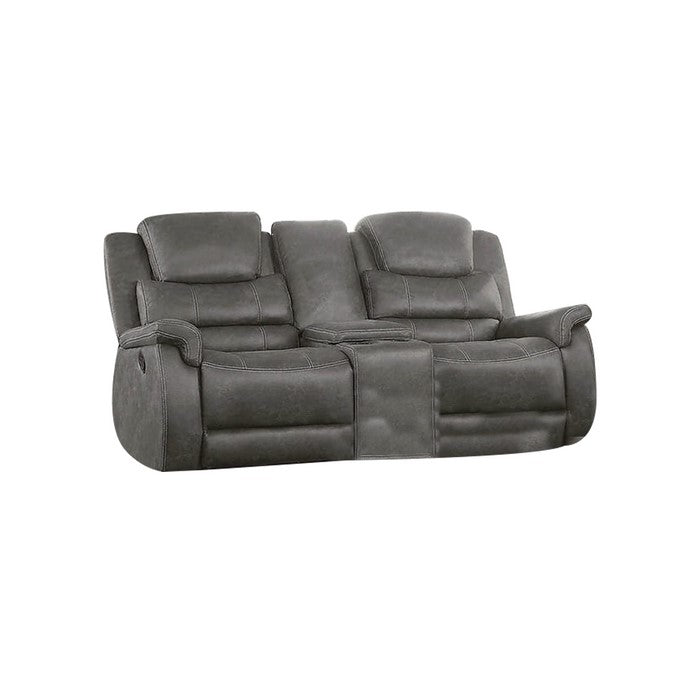 Leatherette Recliner Loveseat with Power Cord and USB Docks, Gray