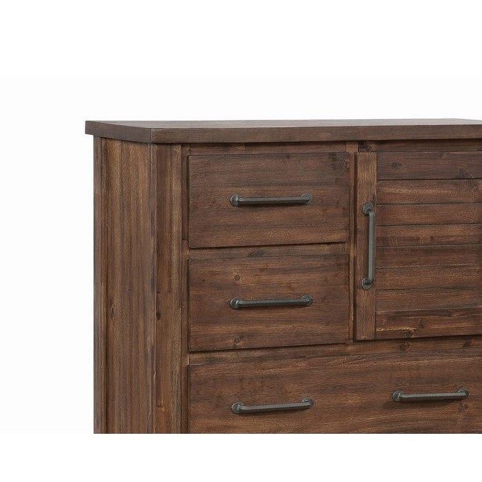 Wooden Chest with 5 Spacious Storage Drawers and 1 Door Cabinet, Brown