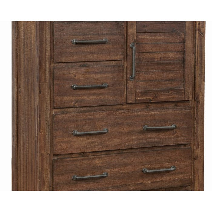 Wooden Chest with 5 Spacious Storage Drawers and 1 Door Cabinet, Brown