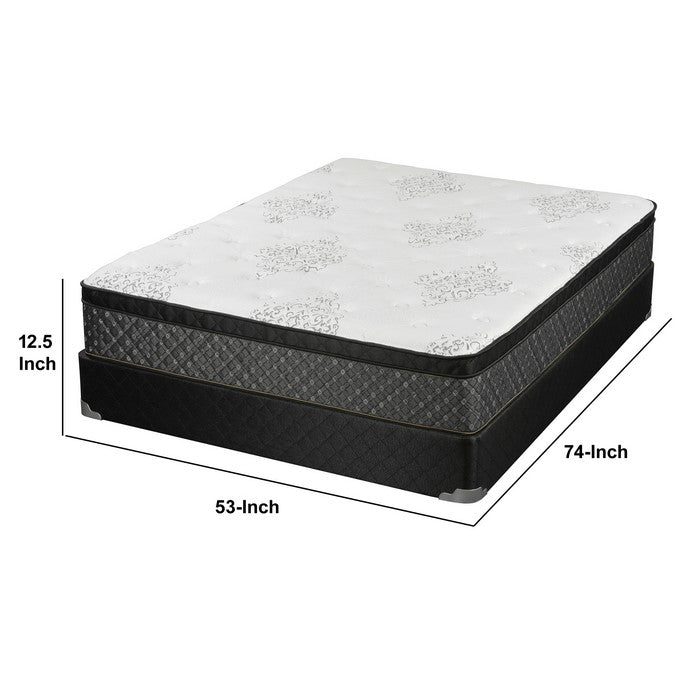 Full Mattress with High Density Verticoil Construction, White and Gray