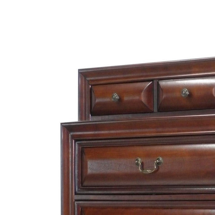 2 Layer Transitional Style Wooden Chest with 6 Drawers, Brown