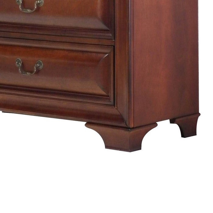 2 Layer Transitional Style Wooden Chest with 6 Drawers, Brown