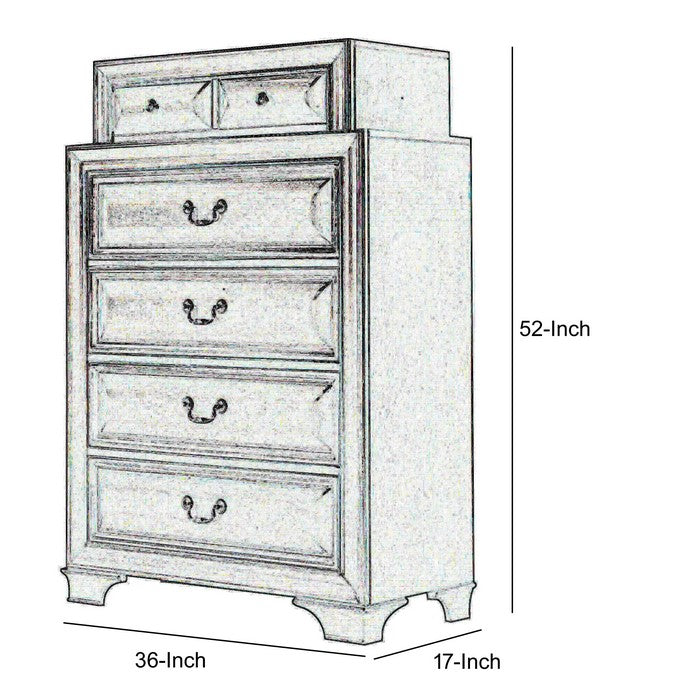 2 Layer Transitional Style Wooden Chest with 6 Drawers, Brown