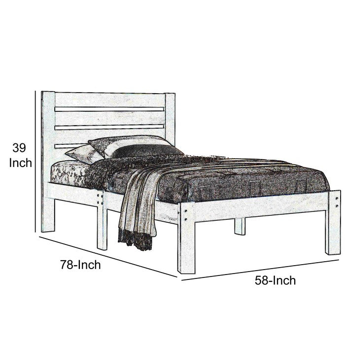 Contemporary Style Wooden Full Size Bed with Slatted Headboard, Brown